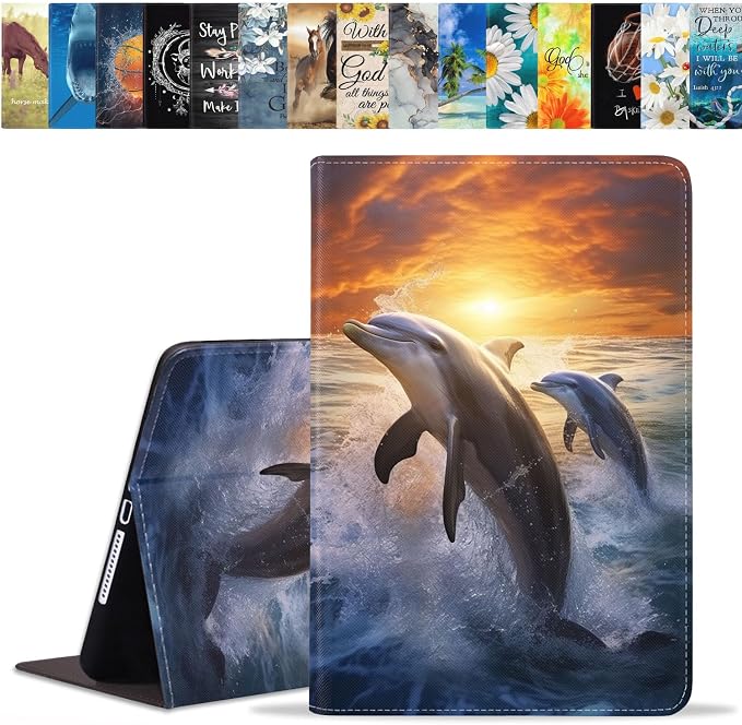Case for Samsung Galaxy Tab A 8.0 2019 (SM-T290/T295/T297) Slim Lightweight PU Leather Stand Cover with Auto Wake/Sleep for Galaxy Tab A 8.0 Inch Abstract Watercolor Art Dogs