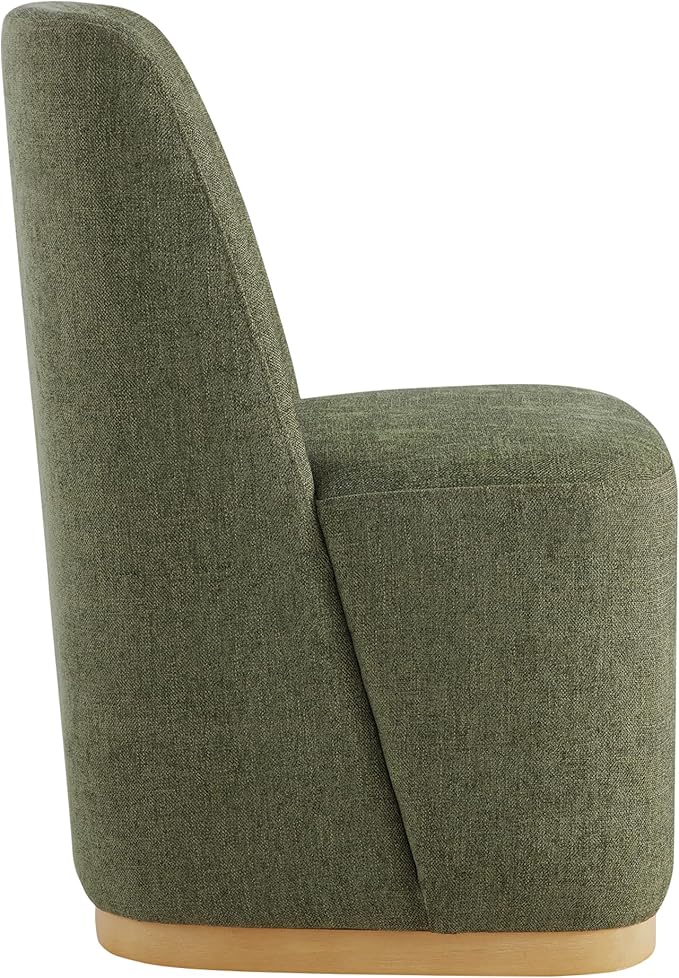 CHITA Upholstered Rolling Dining Chair on Casters Set of 2, FSC Certified Modern Fabric Dining Chair with Casters, Boucle Dining Chairs for Reading Room Kitchen Dining Room, Moss Green