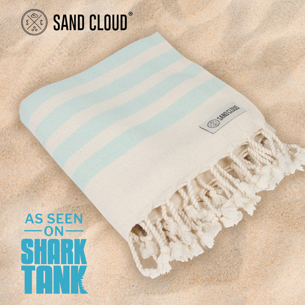 Sand Cloud Beach Towel - Sand Resistant - 100% Organic Turkish Cotton Yarn - Quick Dry Towel for Beach, Picnic, Blanket or Bath - As Seen on Shark Tank - Natu Blue