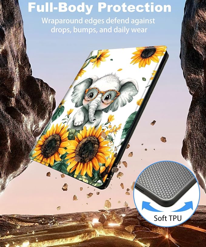 for iPad 11th Generation (A16 2025) 11 / iPad 10th Gen 10.9 2022 Case 360° Rotating PU Leather Stand Cover with Auto Sleep/Wake Shockproof TPU Backl Raccoon Perched