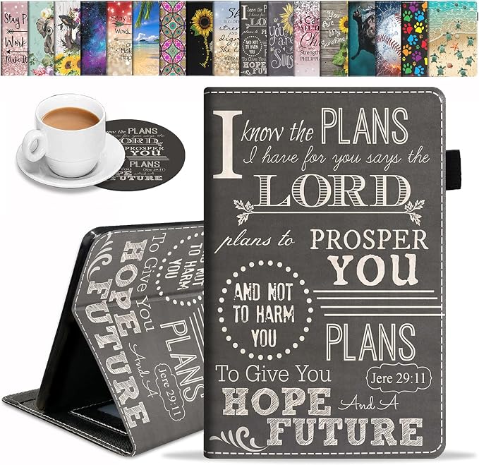 Case for Amazon Fire HD 10 Tablet (9th/7th Gen 2019/2017 Release) Premium PU Leather Cover with Auto Sleep Wake Feature Folio Case for Fire 10.1 Tablet Bible Verse Jeremiah 29:11