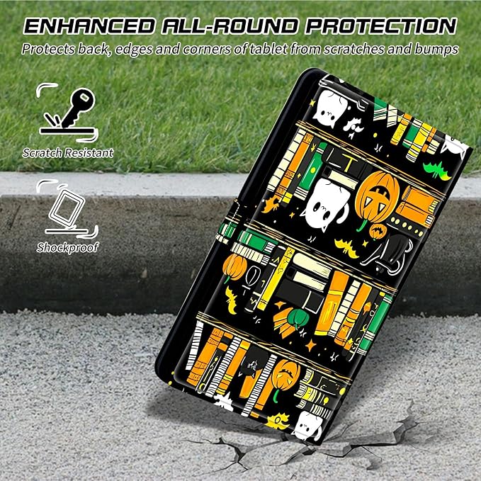 for Walmart Onn 10.1 2024 Onn 10.1 Gen 4 Universal Tablet Case 360 Degree Rotating Kickstand Protective Stand Case with Multiple Viewing PU Leather Shell Case Black Book Cat