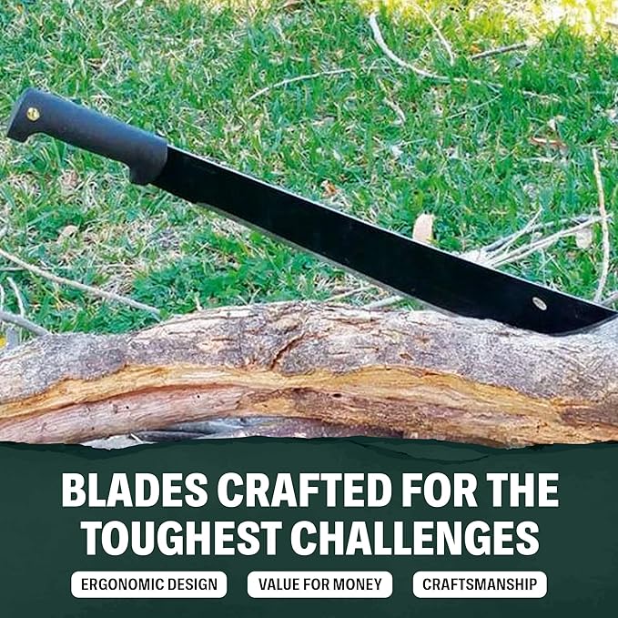 Condor Tool & Knife El Salvador Machete with Polypropylene Handle and Leather Sheath - 18 inch Full Tang 1075 High Carbon Steel Fixed Blade - Heavy Duty for Outdoor, Survival, and Camping - 32.5 oz
