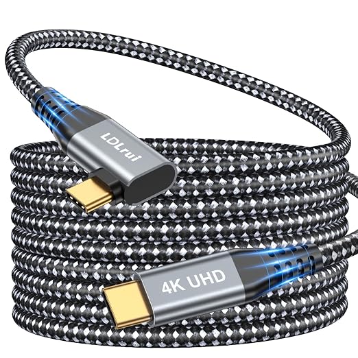 LDLrui 10FT Right Angle USB C Cable 100W PD 20Gbps Data 4K Video | Large Workspaces Commercial Displays Long Distance Routing Flexible Installation Full-Featured USB-C