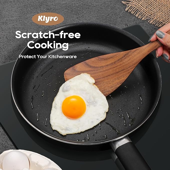 KLYRO 5 PCS Wooden Spatula Set, Natural Teak Wooden Spoons for Cooking, Nonstick Cookware Safe Kitchen Utensils Set, Durable & Elegant Cooking Utensils Gift Set