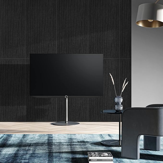 UMIACOUSTICS 6 PCS Sound Proof Panels,47.2 x 23.6 Inches Sound Absorbing Panels,Decorative Acoustic Panels in Art Curve Shaped Black Color