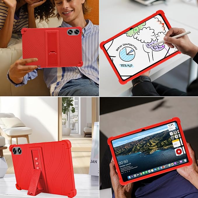 ATOOZ for SHARECLOUD P10_T Tablet Case 10.1 inch 2025Black | Soft Silicone Kids Case for Frameflow P10_A Tablet with PC Stand
