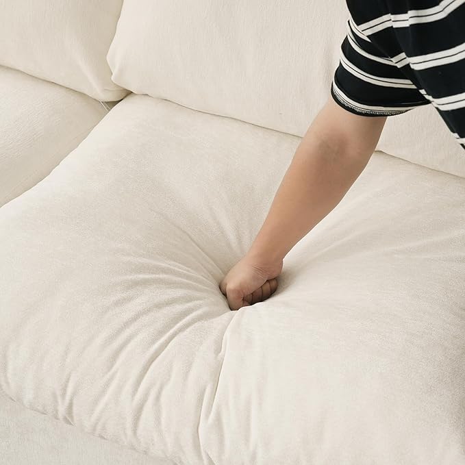 JACH L Shape Sectional Couches for Living Room, Deep Seat Convertible Modular Sofa, Cloud Sectional Couch, Sofa Covers Washable, Minimalist Modern Couch for Living Room, Apartment, Beige