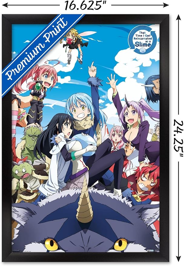 Trends International That Time I Got Reincarnated As A Slime - Group Wall Poster, 14.725" x 22.375", Black Framed Version