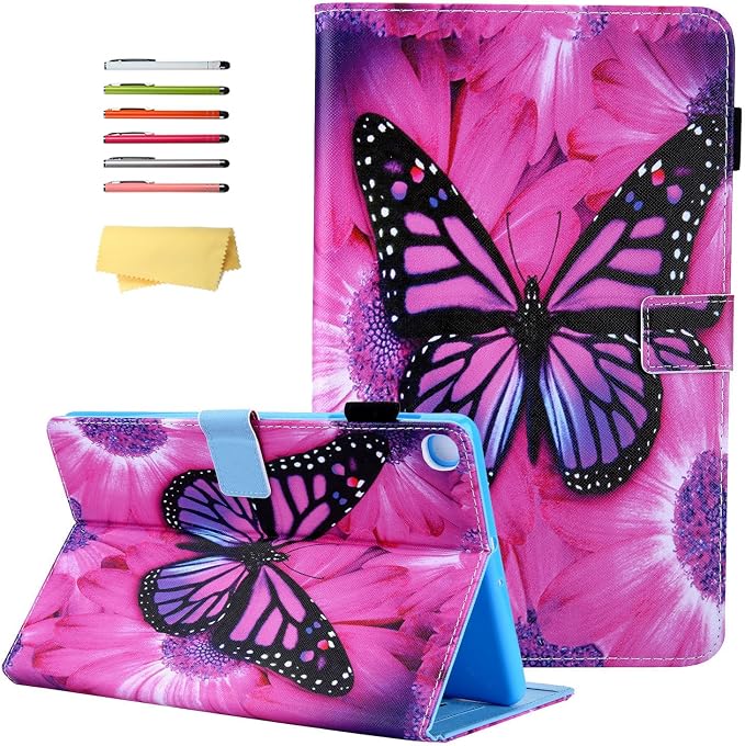 for Galaxy Tab A 8.4 Case 2020 Model (SM-T307/T307U) with Pencil Holder Pockets Multi-Angle Viewing Folio Stand PU Leather Shockproof TPU Cover for Samsung Tab A 8.4 T307 Black Rose Flower