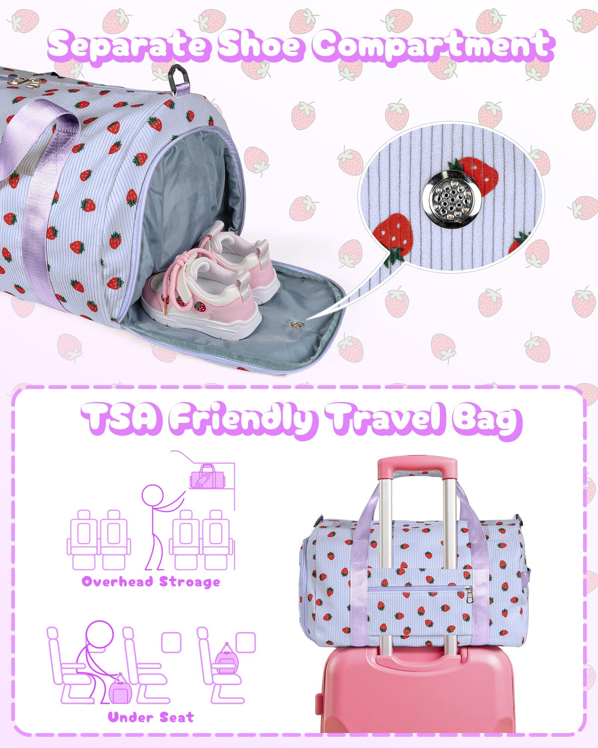 Vogewood Tween Girl Trendy Stuff, Girls Gym Bag, Initial Kids Duffle Bag