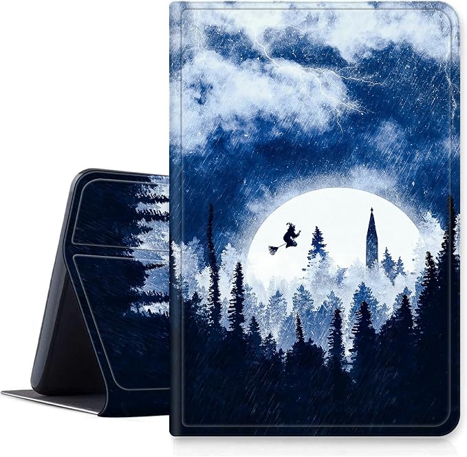Case for Fire 7 2019/2017/2015Black Cat Purple Roses | DIGTIALL Slim Cover for Fire 7 Tablet 9th/7th/5th Gen 7.0 Folding Stand Protective Case Auto Sleep/Wake Smart Shell