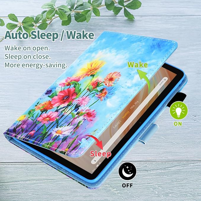 Case for Kindle Fire HD 10/10 Plus 13th/11th Generation 2023/2021 | PU Leather Folio Folding Stand Protective Cover for Fire HD 10.1 inch Tablet Auto Sleep Wake Hummingbird