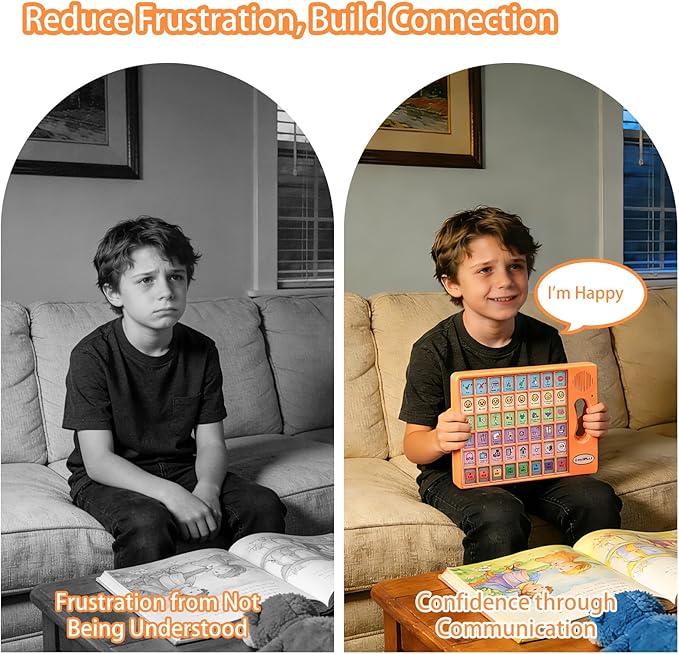 AAC Device for Autism with Grip Handle - 40 Pre-Installed Buttons & 8 Programmable Keys, Non-Verbal Communication Tool for Speech Therapy, Stroke Rehab & Aphasia, Adjustable Volume Talking Aid