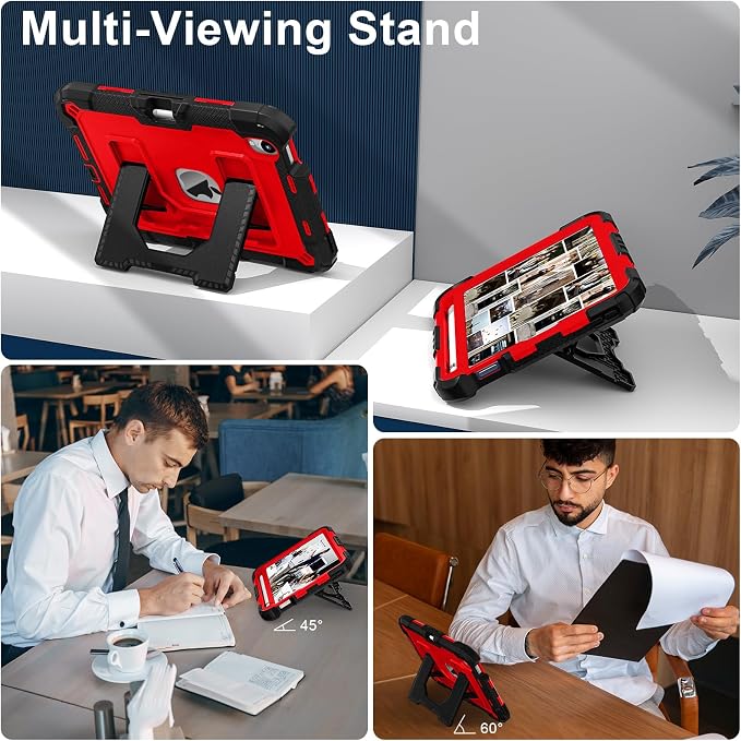 Kids Case Compatible with iPad mini 7 A17 pro 2024 Mini 6 8.3”Colorful Shockproof Case with Pencil Holder and Adjustable Big StandHandle Strap for iPad mini 6th 7th Gen