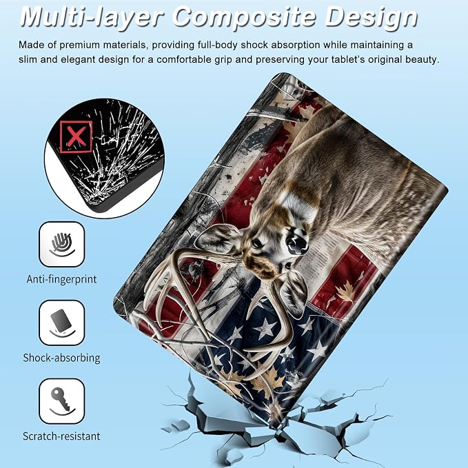for 6 Kindle 2024 and 2022 (11th Generation) Case Slim Lightweight Smart Cover Case with Auto-Wake/Sleep for Kindle 2024Bald Eagle Flag