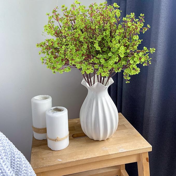 Hananona 10 Pcs Babys Breath Green Flowers Artificial Gypsophila Flowers St. Patrick's Day Fake Silk Flowers for Home Decor Spring Floral Arrangement Table Centerpieces