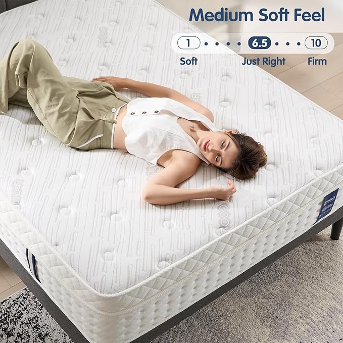 12 Inch Queen Mattress, Plush Hybrid Mattresses with Gel Memory Foam in a Box, Individual Pocket Springs for Pressure Relief & Motion Isolation, CertiPUR-US Certified,100-Night Trial