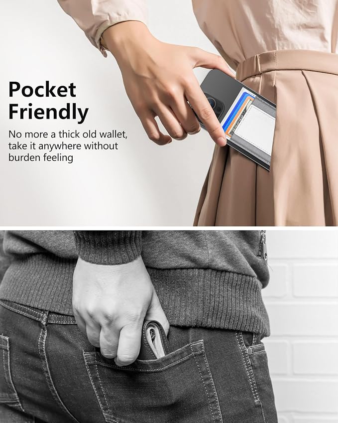 ExtreLife 2-in-1 Magsafe Wallet Adjustable Stand Open ID Window Magnetic Wallet for iPhone 17/16/15/14 Pro Max/14 Pro/14 Plus/13/12 Series 9 Cards Holder Vegan Leather Black