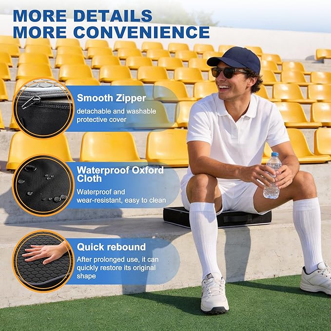 Stadium Seat Cushions for Bleachers - 3.15" Extra Thick Portable Bleacher Seats with Memory Foam & Massage Dots, Comfortable Waterproof Outdoor Chair Pads for Sporting Events, Travel, Camping