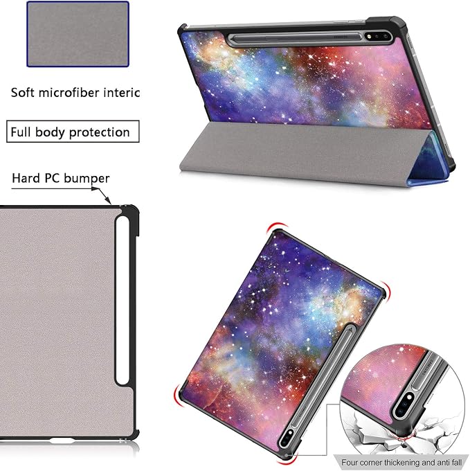 Case for Samsung Galaxy Tab S8 Plus 12.4 2022/S7 FE 2021/S7 Plus 2020 (SM-X800/X806/T730/T733/T736/T738/T970/T975/T976) Lightweight Tri-Fold Stand Thin Cover Auto Wake/Sleep Almond Blossom