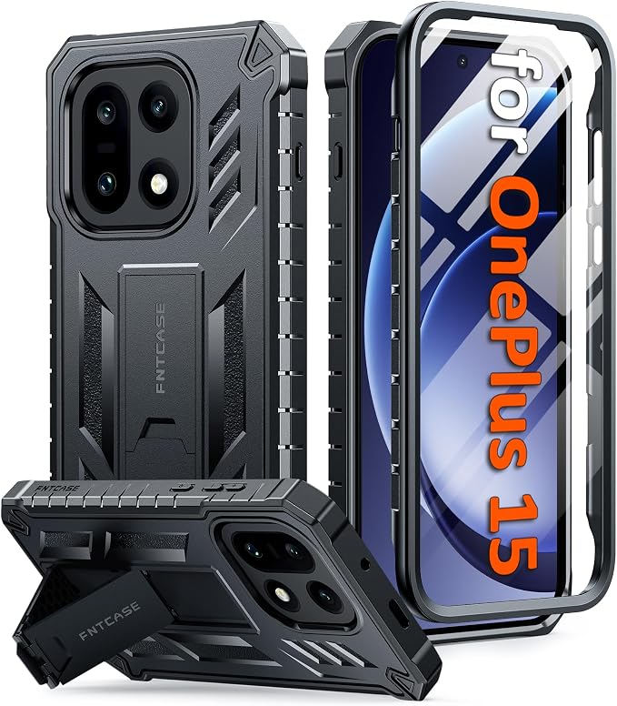 FNTCASE for 11 Pro XL Case Rugged Kickstand 2 Front Frames Black | Built-in Screen Protector 20FT Military-Grade Drop Protection Rugged Heavy Duty Shockproof Full Body Protective Cover