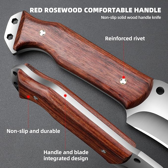 Outdoor Short Machete with Sheath for Cutting Trees, for Yard Work and for urvival Machete Ideal for Gardening,Camping, Fishing, Hunting, Bushcraft