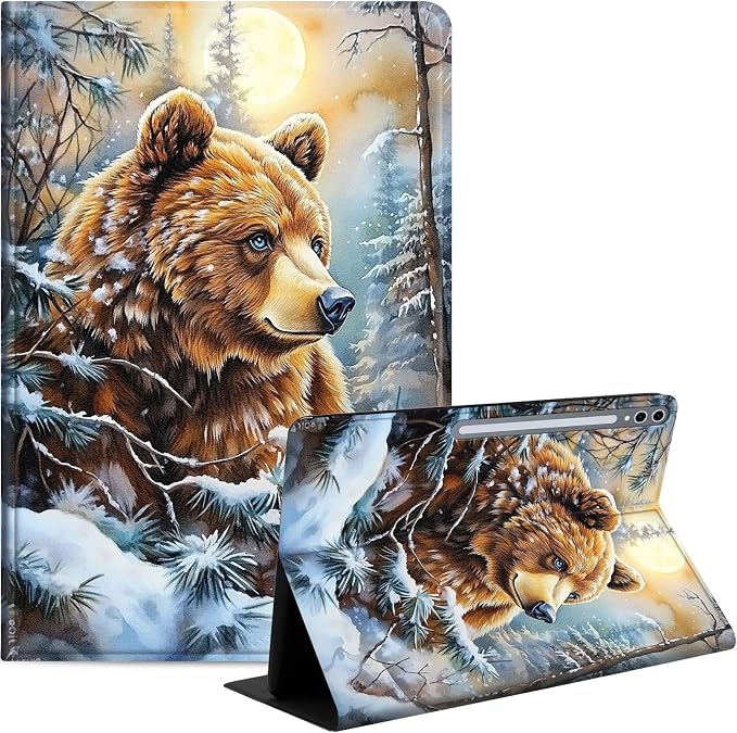 Case for Samsung Galaxy Tab A9 8.7-Inch 2023 Slim PU Leather Stand Cover with Auto Wake/Sleep Multi-Angle Viewing &amp Shockproof Adorable Bear