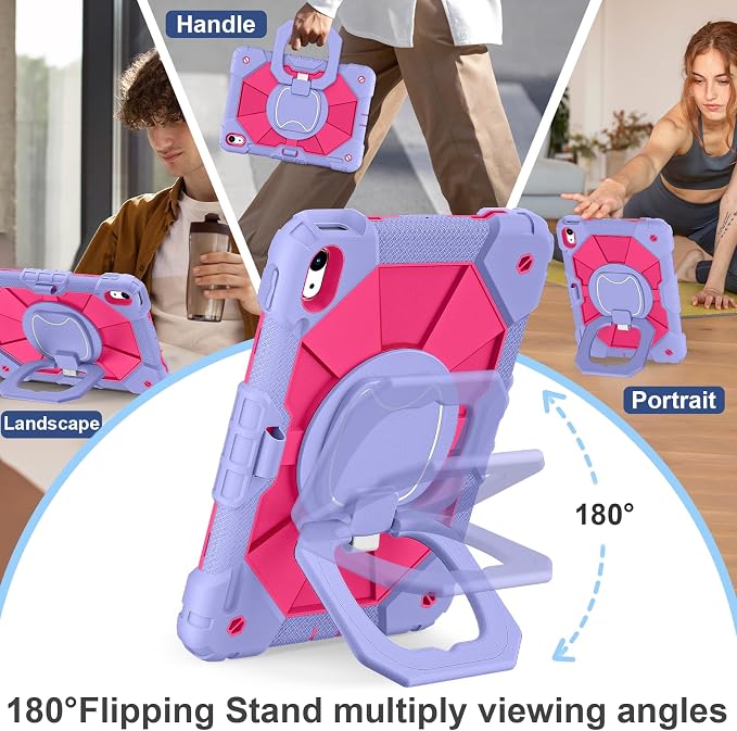 Scnioy Case for iPad (A16) 11th Generation 11 Inch (2025) / iPad 10th Generation Case 10.9 Inch (2022) with 360° Rotating Stand Screen Protector Pen Holder Shoulder Strap Black