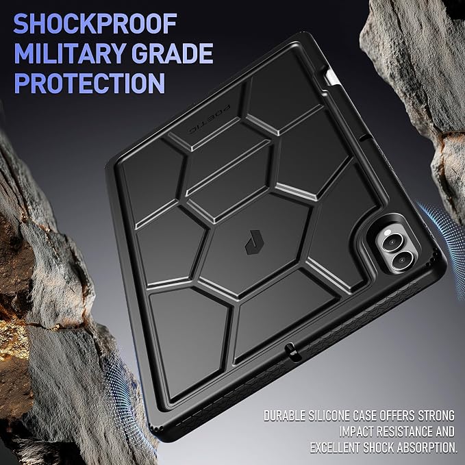 Poetic TurtleSkin Case for Samsung Galaxy Tab S10 FE Plus (2025 Release) 13.1 inch Case with S Pen Holder Heavy Duty Shockproof Kids Friendly Protective Silicone Cover Black