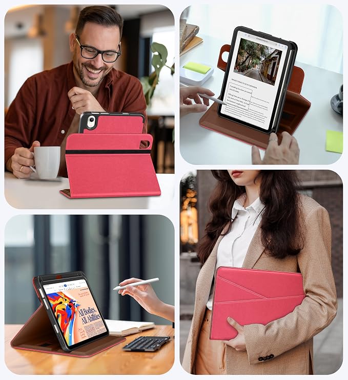 DTTO for iPad mini 7 A17 Pro 2024 aslo fit iPad mini 6 2021 Brown | 360 Degree Rotating Premium Faux Leather Folio Stand Cover with Pencil Holder Auto Sleep/Wake Multiple Angles Hand Strap