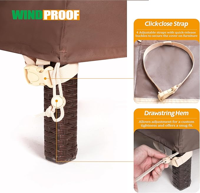 F&J Outdoors Patio Chair Covers Waterproof Outdoor Deep Seat Chair Cover, 35" W x 39" D x 36" H, 2Pack