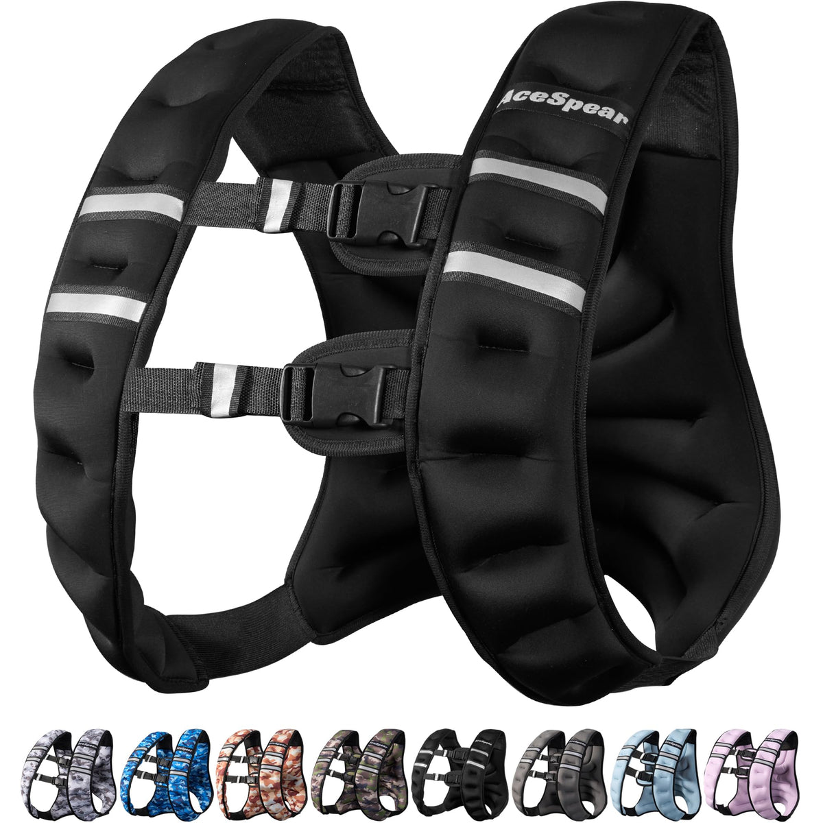 AceSpear Weighted Vest for Men Women 10lbs/14lbs/18lbs/24lbs Body Weight Vest for Running Walking Strength Training Workout (Purple, 12 lbs)