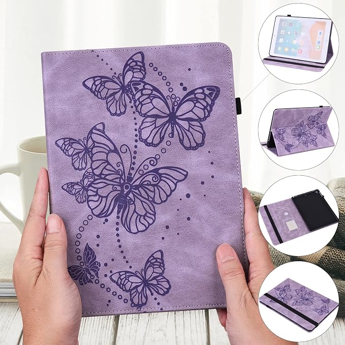 Case for Samsung Galaxy Tab A 10.1 2016 (No S Pen Version)Butterfly PU Leather Folio Flip Stand Case 10.1 Inch (SM-T580/T585/T587) - Blue
