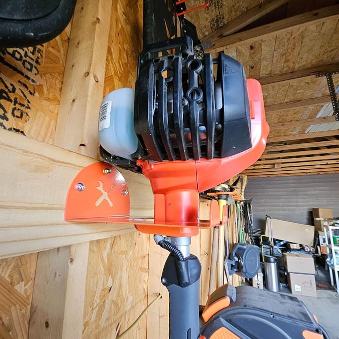 Upgraded Trimmer Rack Wall Mount - 8" Heavy Duty Weed Eater Hanger for Garage Wall Bracket, Garden Power Tool Holder Organizer Hooks for Grass Trimmer, Hedge Trimmer, Leaf Blower and Chainsaw, 2 Pack