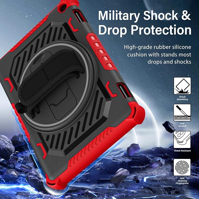 for Flre HD 8 &amp 8 Plus Case 12th/10th Generation (2024/2022/2020 Release) with 360 Kickstand Hand Strap for Kids