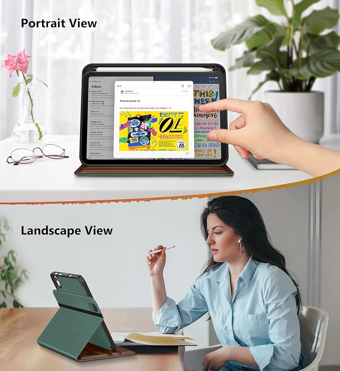 DTTO for iPad mini 7 A17 Pro 2024 aslo fit iPad mini 6 2021 Brown | 360 Degree Rotating Premium Faux Leather Folio Stand Cover with Pencil Holder Auto Sleep/Wake Multiple Angles Hand Strap