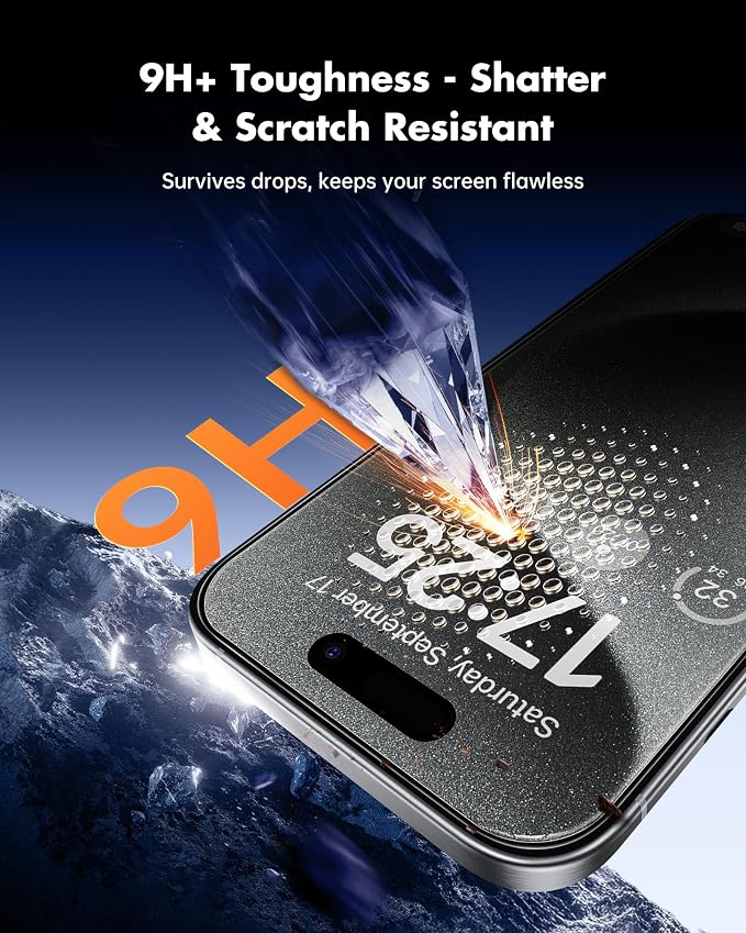 UNBREAKcable iPhone 15 Privacy Screen Protector 2-Pack Upgraded Dual-Tempered Glass + 2 Camera Lens Protectors 25° Anti-Spy Military-Grade 9H+ HD Clear Anti-Fingerprint 6.1 Inch