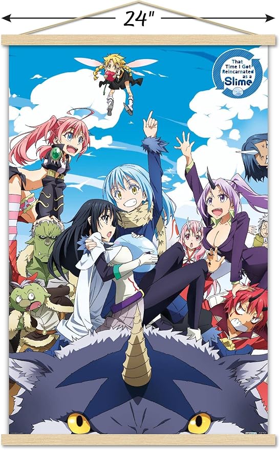 Trends International That Time I Got Reincarnated As A Slime - Group Wall Poster, 22.375" x 34", Print and Beechwood Hanger Bundle