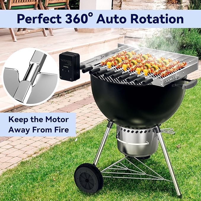 Skyflame Electric Barbecue Shish Kabob Skewer Set with 9pcs Skewers