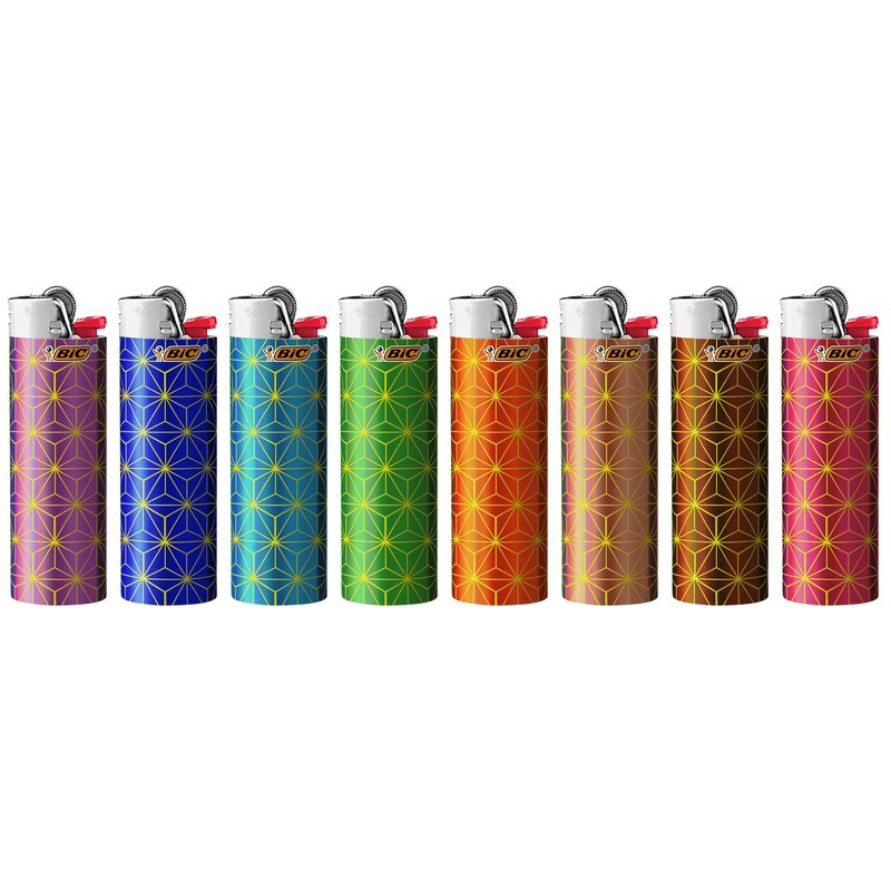 BIC Maxi Pocket Lighter, Special Edition Metallic Series, 8 Count Pack of Lighters