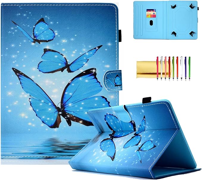 Universal 7 Inch Tablet Case Techcircle Ultra Slim Lightweight PU Leather Stand Folio Flip Wallet Protective Shell Case [Card Slots] [Magnetic Closure] for All 7 Android Tablet PC Cherry Blossom