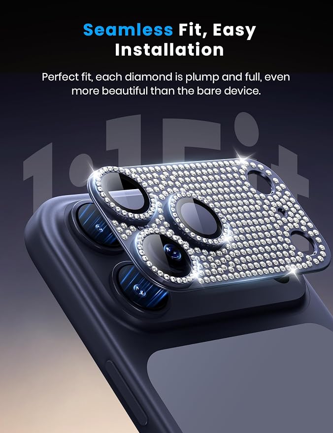 for iPhone 17 Pro Camera Lens Protector - 12FT Shatterproof | Military Grade Protection Strong Adsorption 9H+ Tempered Glass Camera Screen Full Protective Cover Case Friendly Black