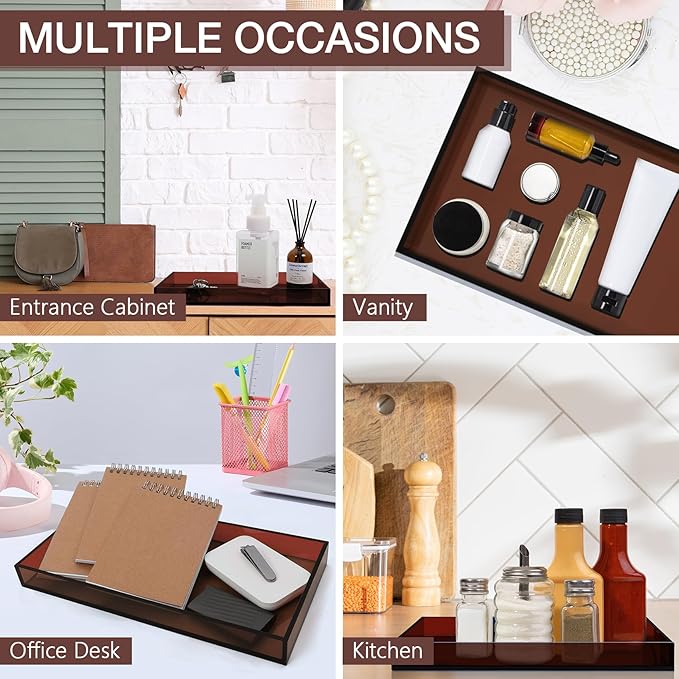 Acrylic Tray 5mm Thicken 10x5'' Decorative Serving Tray for Bathroom, Toilet Tank, Sink Countertop, Living Room,Dresser, Coffee Table