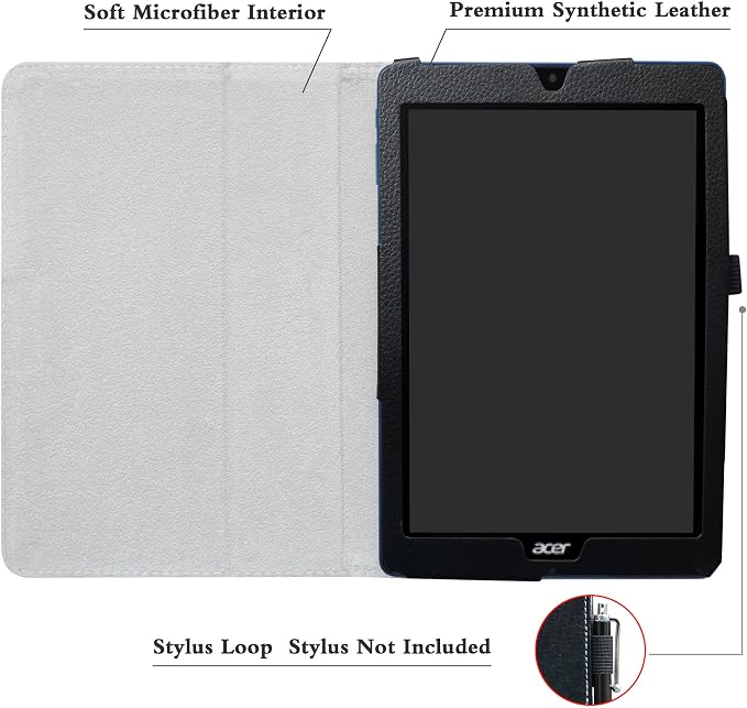 Bige for Acer Chromebook Tab 10 CasePU Leather Folio 2-Folding Stand Cover for Acer Chromebook Tab 10 9.7 TabletBlack