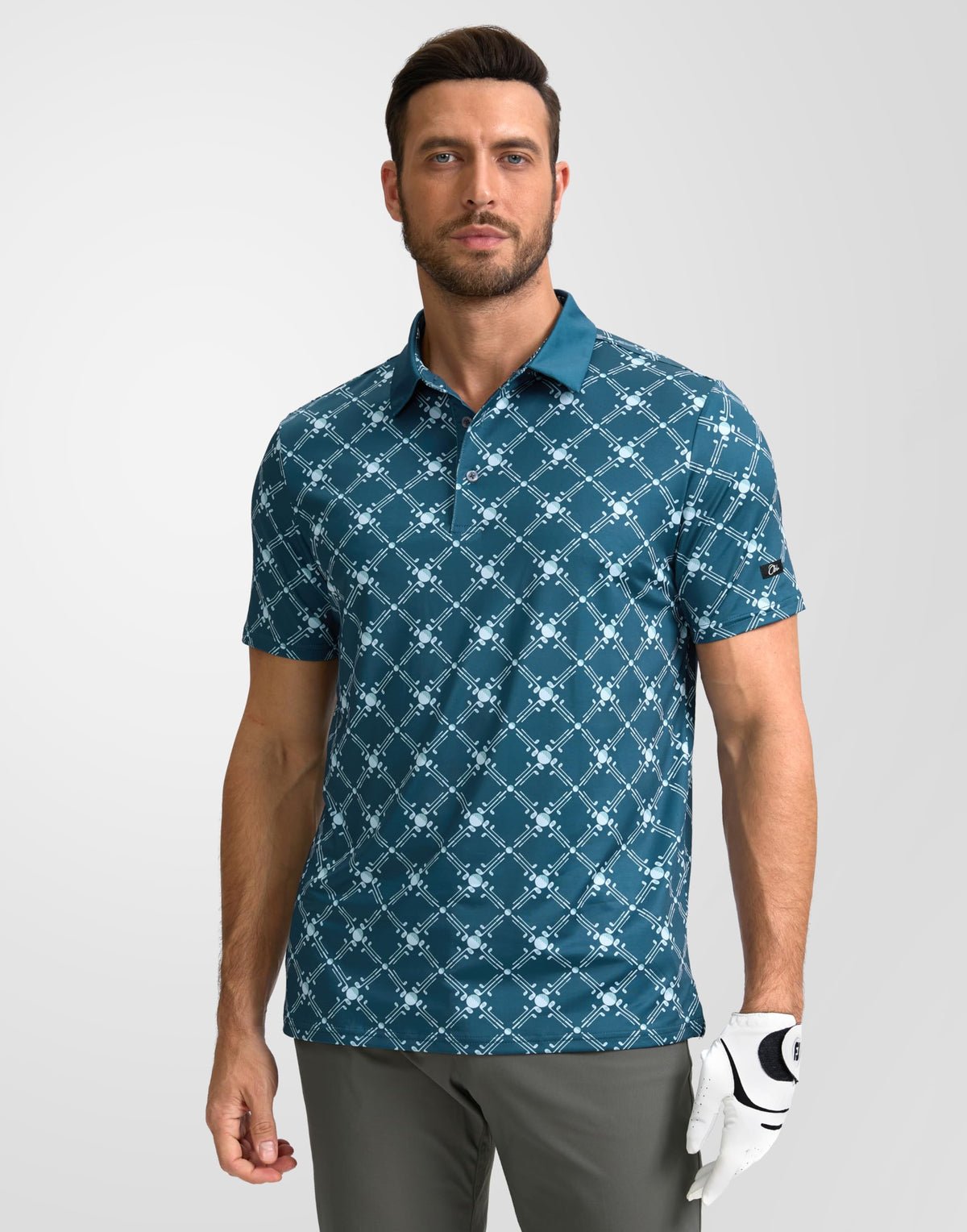 Obla Men's Print Golf Polo Shirts (Golf Checker Board_XXL)