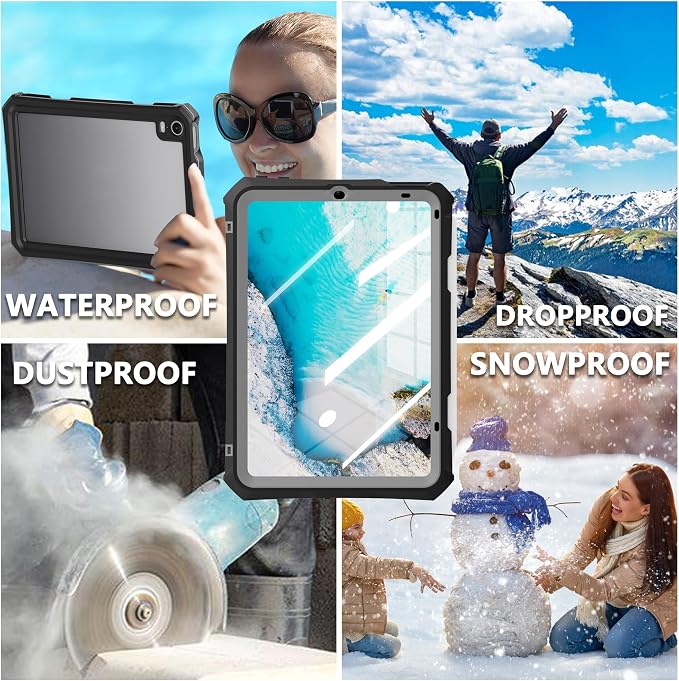 Shellbox Case for iPad Air 4th/5th Generation 2022-2020 Waterproof Dustproof Shockproof Case with 360° Full-Body ProtectionLanyard and Kickstand