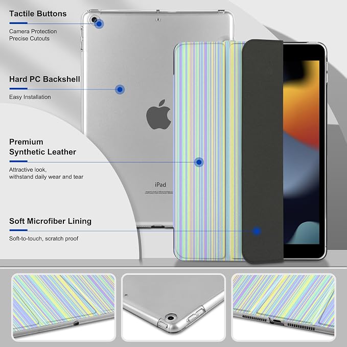 Compatible with iPad 10.2 Inch Case 2021 2020 2019 Smart Lightweight Trifold Stand Hard Plastic Transparent Cover Support Auto Sleep/Wake for iPad 10.2 9th/8th/7th Gen - Bear &amp Cherry