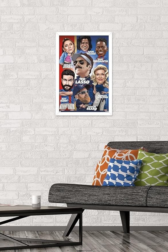 Ted Lasso - Character Grid Wall Poster, 22.4L" x 14.7W", White Framed Version