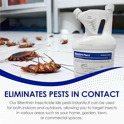 Bifenthrin-Plus-C Insecticide (1 Gal) - Roach Killer Indoor Infestation, Termite Treatment, Ant Control & Wasp Spray - Home Defense Pest Control, Residential, Commercial, and Industrial Use